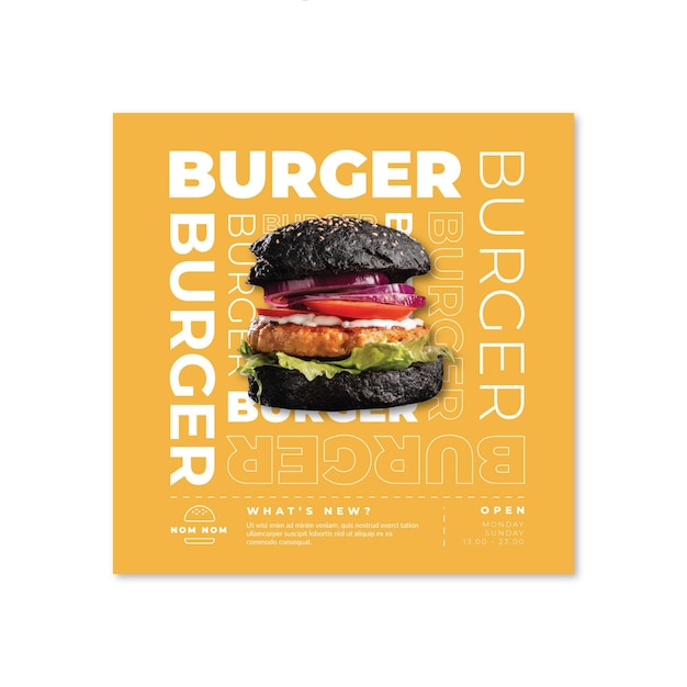 Modèle de flyer de cuisine américaine avec photo de hamburger