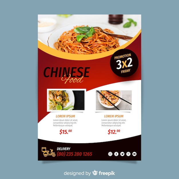 Vecteur gratuit modèle de flyer de cuisine chinoise