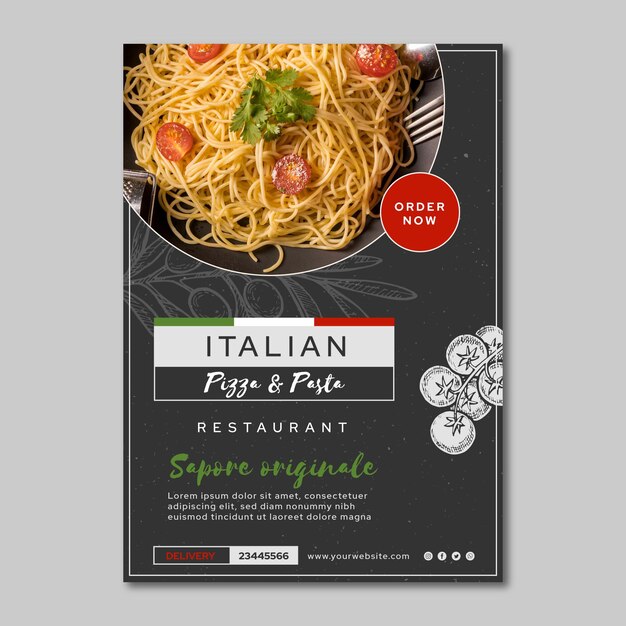 Vecteur gratuit modèle de flyer de cuisine italienne