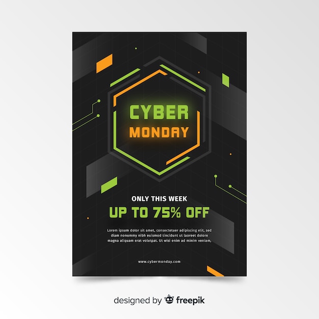 Vecteur gratuit modèle de flyer cyber lundi au design plat