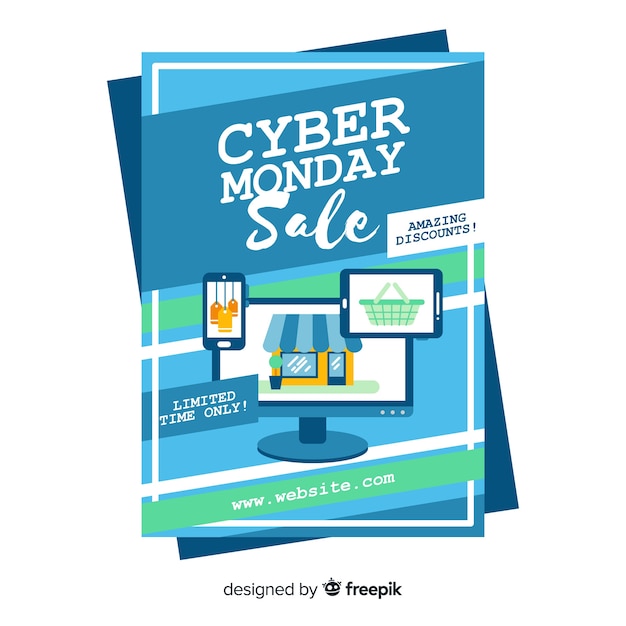 Modèle De Flyer Cyber ​​lundi Avec Design Plat