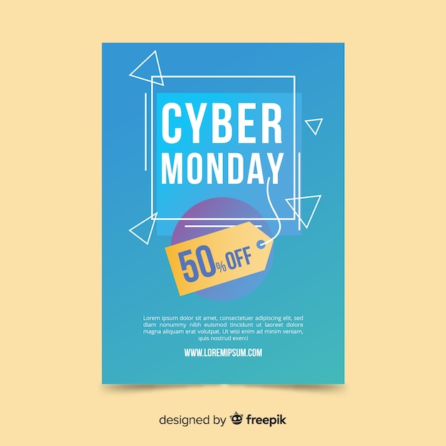 Vecteur gratuit modèle de flyer cyber ​​lundi avec design plat