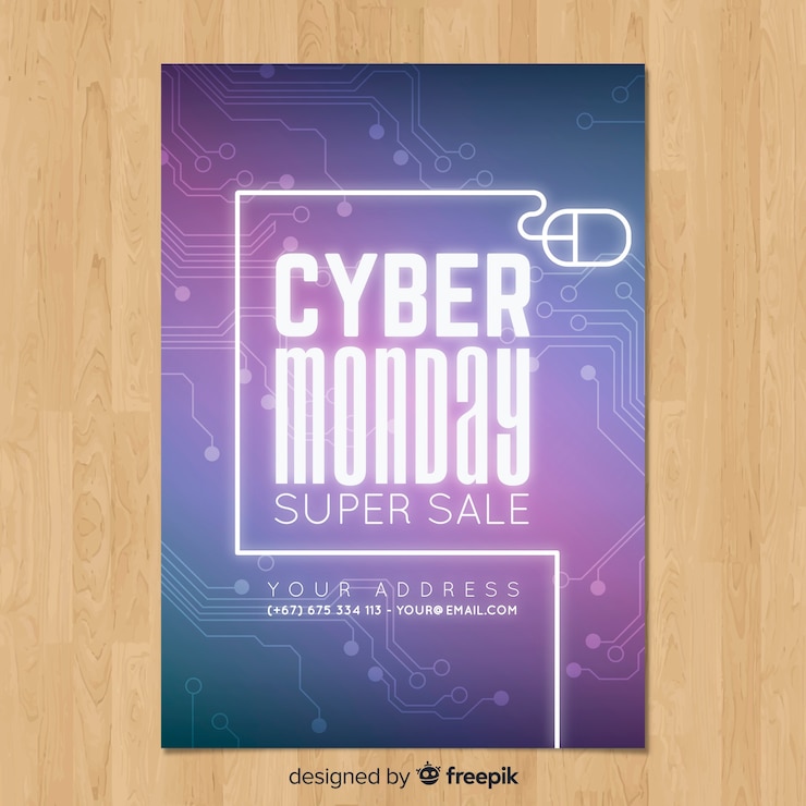 Vecteur gratuit modèle de flyer cyber lundi avec design plat