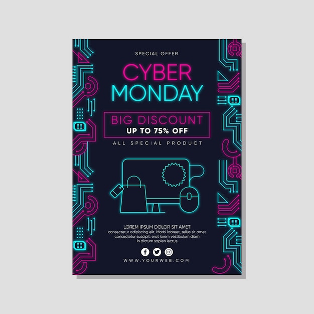 Vecteur gratuit modèle de flyer cyber lundi