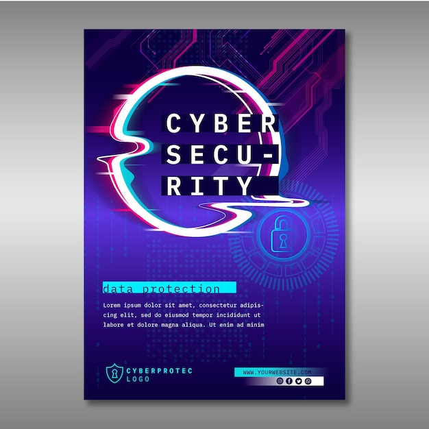 Vecteur gratuit modèle de flyer de cybersécurité