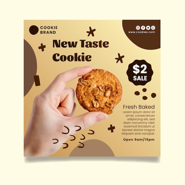 Vecteur gratuit modèle de flyer de délicieux cookies