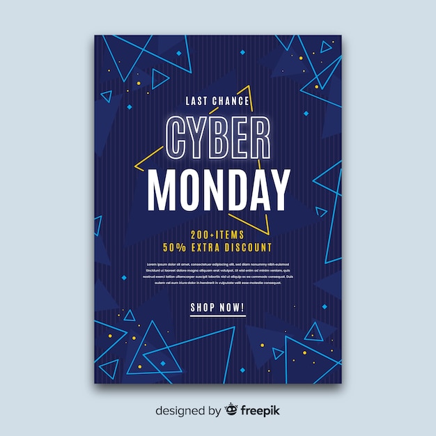 Vecteur gratuit modèle de flyer design plat cyber lundi