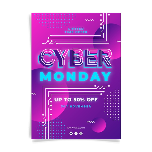 Modèle De Flyer Design Plat Cyber Lundi