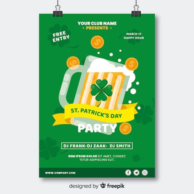 Vecteur gratuit modèle de flyer du jour de st. patrick