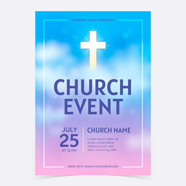 Vecteur gratuit modèle de flyer d'église dégradé