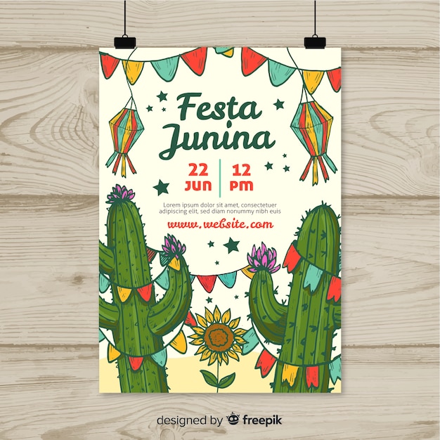 Modèle De Flyer Festa Junina Dessiné à La Main