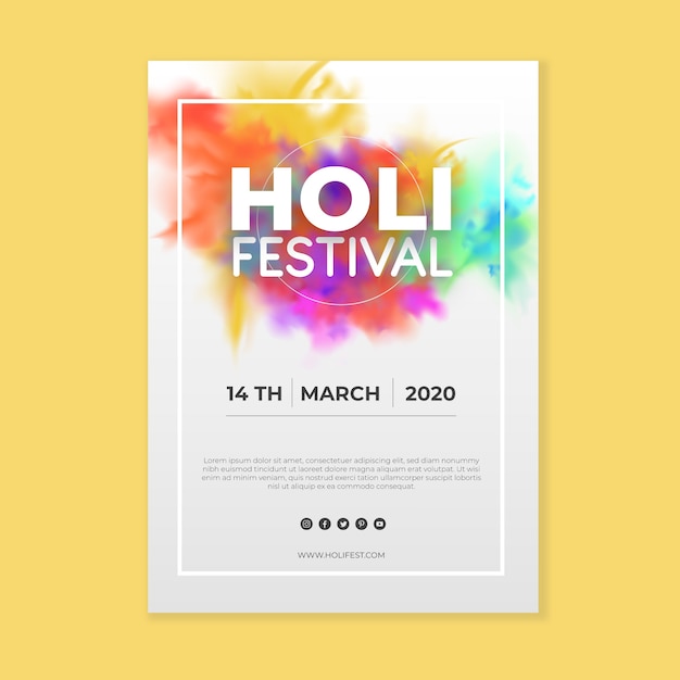 Vecteur gratuit modèle de flyer festival holi réaliste