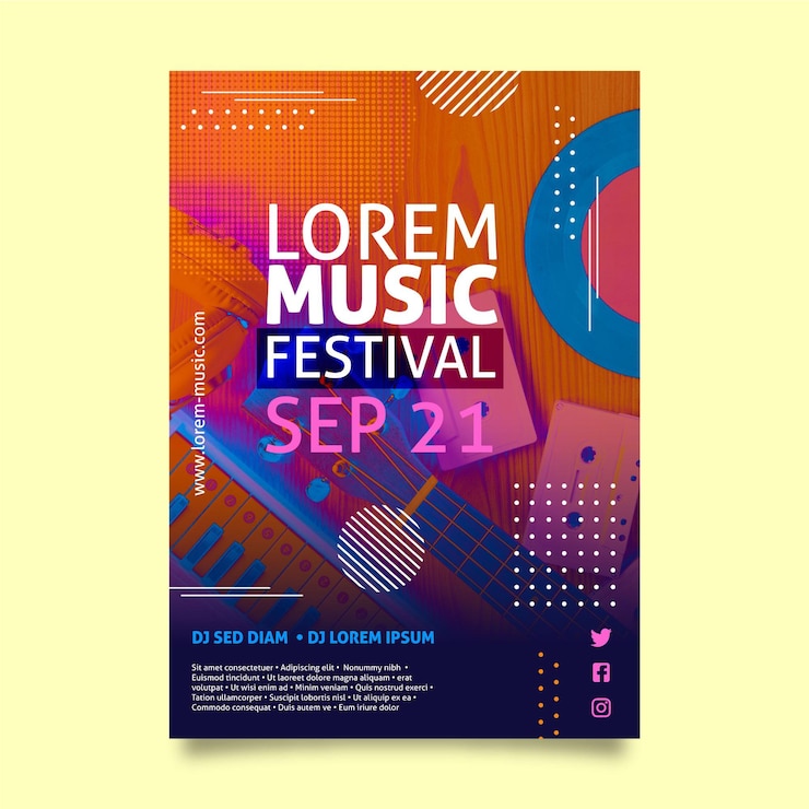 Vecteur gratuit modèle de flyer de festival de musique a5