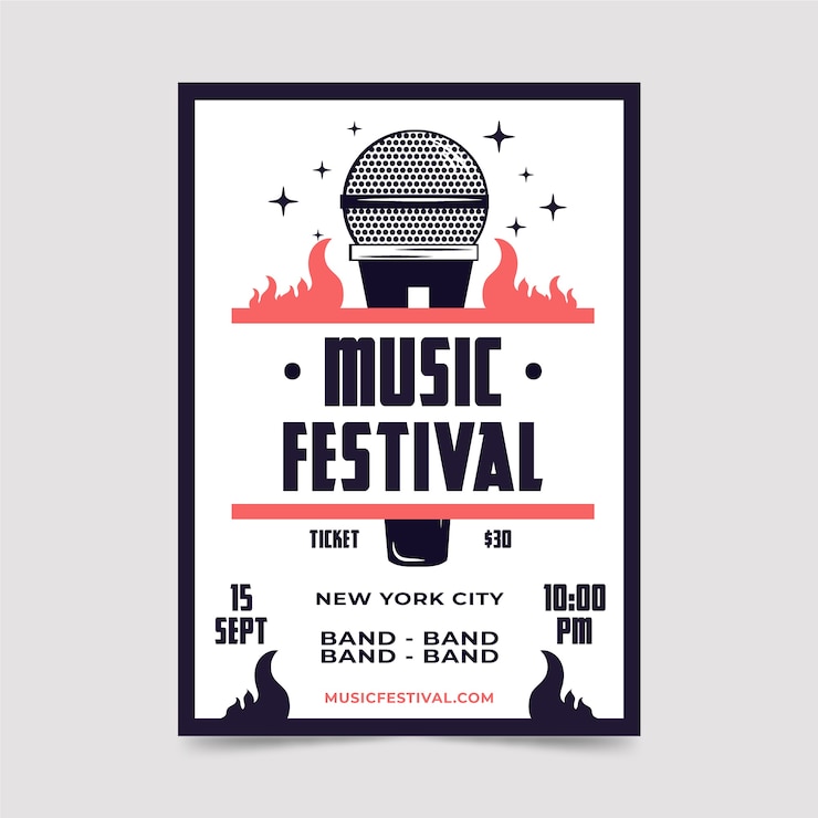 Vecteur gratuit modèle de flyer festival de musique rétro