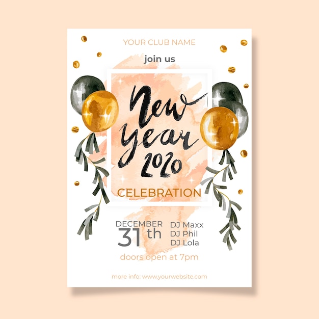 Modèle De Flyer Fête Aquarelle Nouvel An