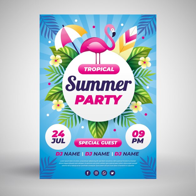 Modèle De Flyer De Fête Design Plat