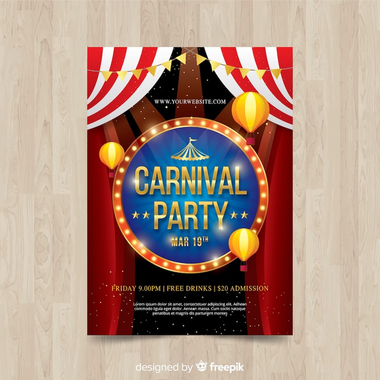 Vecteur gratuit modèle de flyer de fête du carnaval