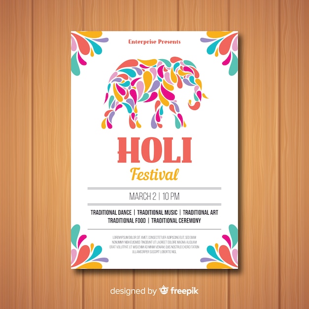 Modèle De Flyer Fête Du Festival Holi