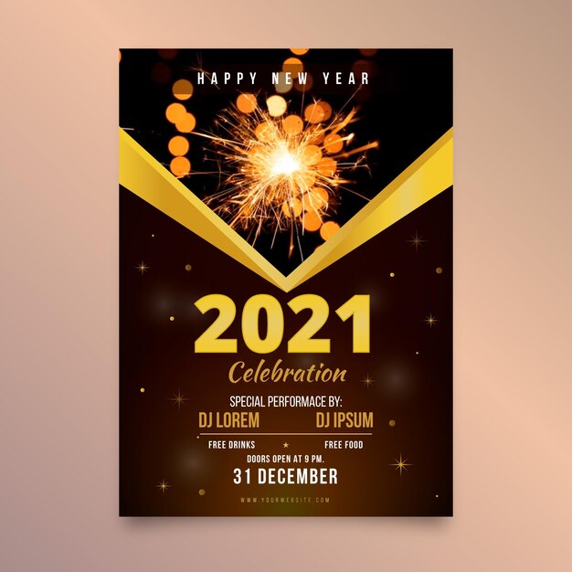 Modèle de flyer de fête du nouvel an 2021