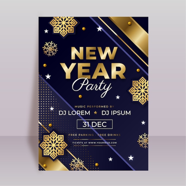 Modèle de flyer de fête du nouvel an dégradé