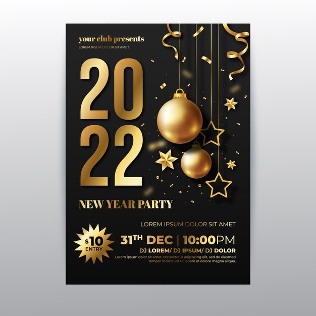 Modèle de flyer de fête du nouvel an dégradé