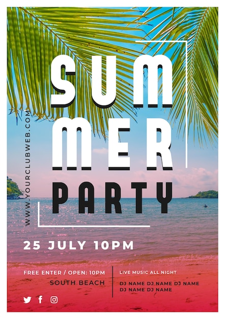 Modèle de flyer de fête d'été avec photo