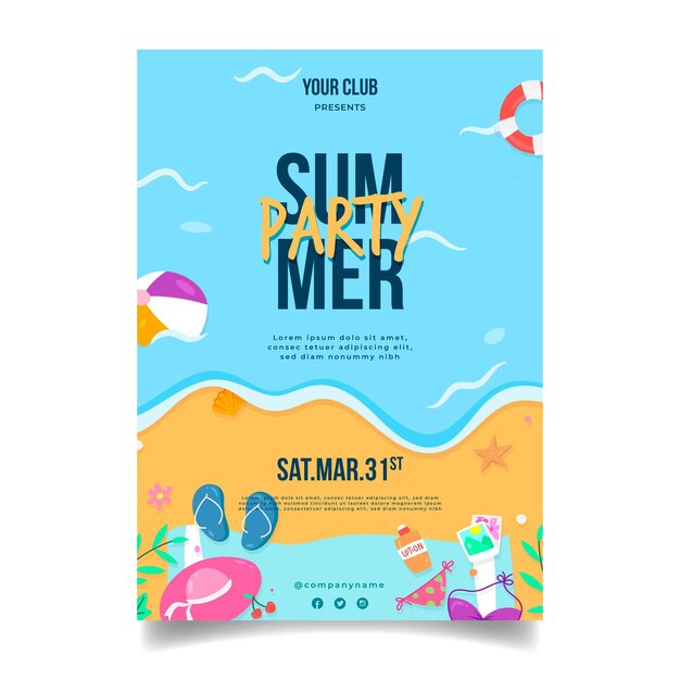 Modèle de flyer de fête d'été
