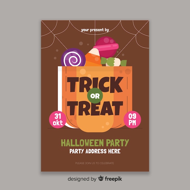 Modèle De Flyer Fête Halloween Plat