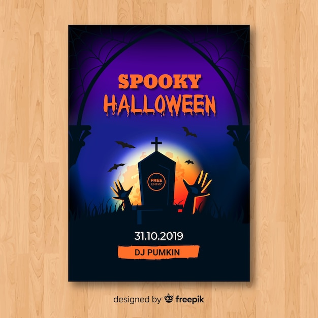 Modèle De Flyer Fête Halloween Spooky Tombstone