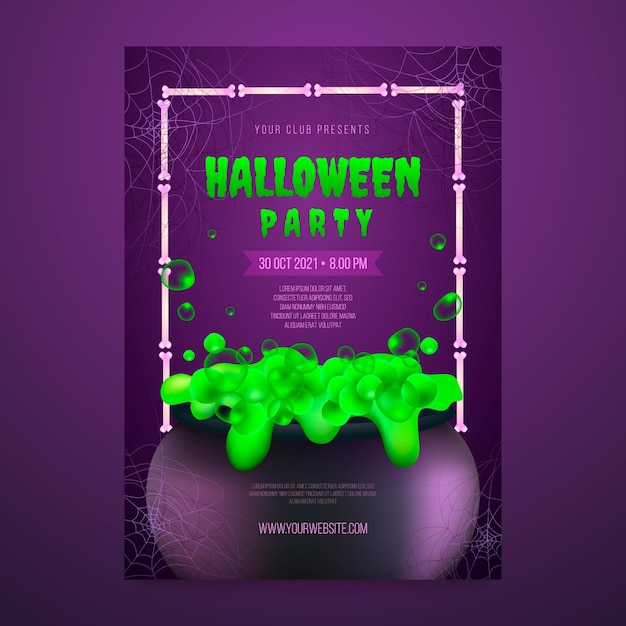 Vecteur gratuit modèle de flyer de fête d'halloween vertical réaliste