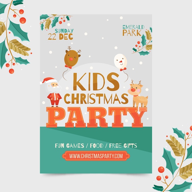 Modèle De Flyer De Fête De Noël Au Design Plat