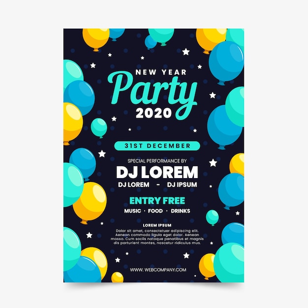 Modèle De Flyer Fête Nouvel An 2020 Au Design Plat