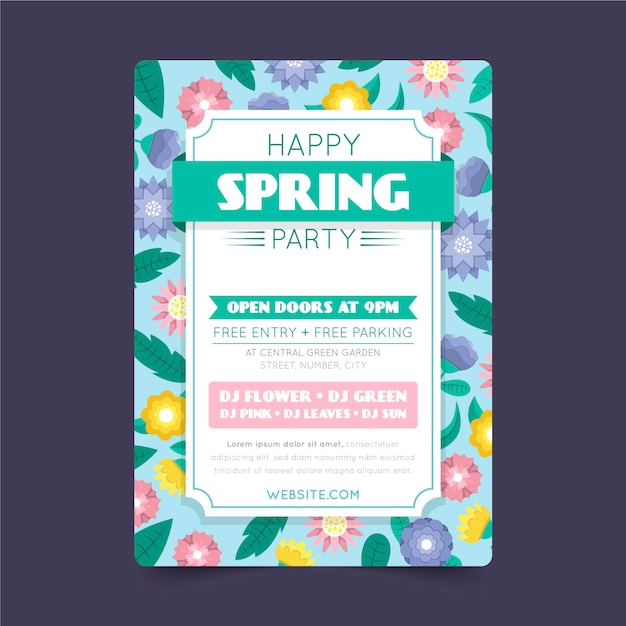 Modèle De Flyer De Fête De Printemps Design Plat