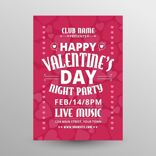 Modèle De Flyer De Fête De La Saint Valentin Plat