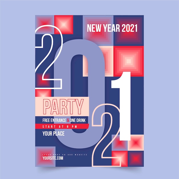 Modèle de flyer de fête typographique abstrait nouvel an 2021