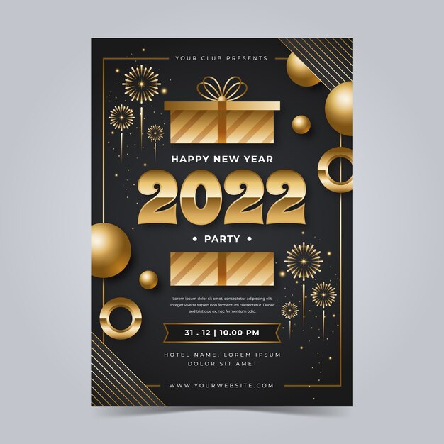 Modèle de flyer de fête verticale dégradé nouvel an