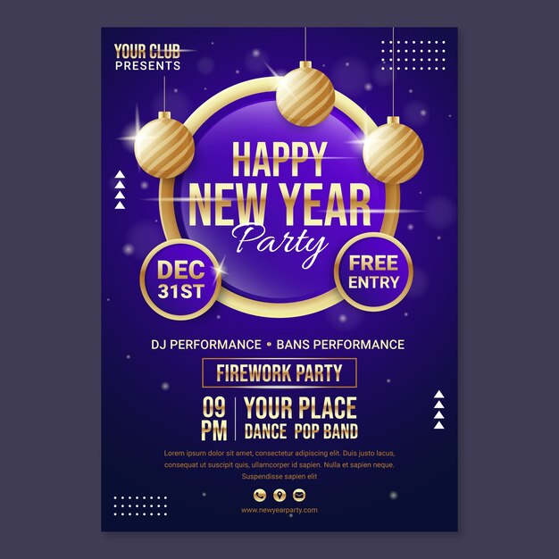 Modèle de flyer de fête verticale dégradé nouvel an