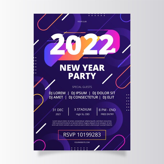 Modèle de flyer de fête verticale dégradé nouvel an
