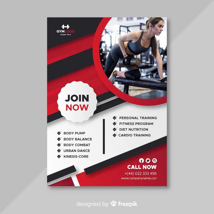 Vecteur gratuit modèle de flyer fitness moderne