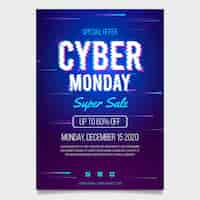 Vecteur gratuit modèle de flyer glitch cyber lundi