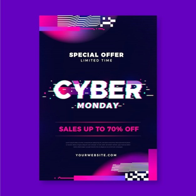 Modèle De Flyer Glitch Cyber Lundi