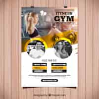 Vecteur gratuit modèle de flyer gym jaune et blanc