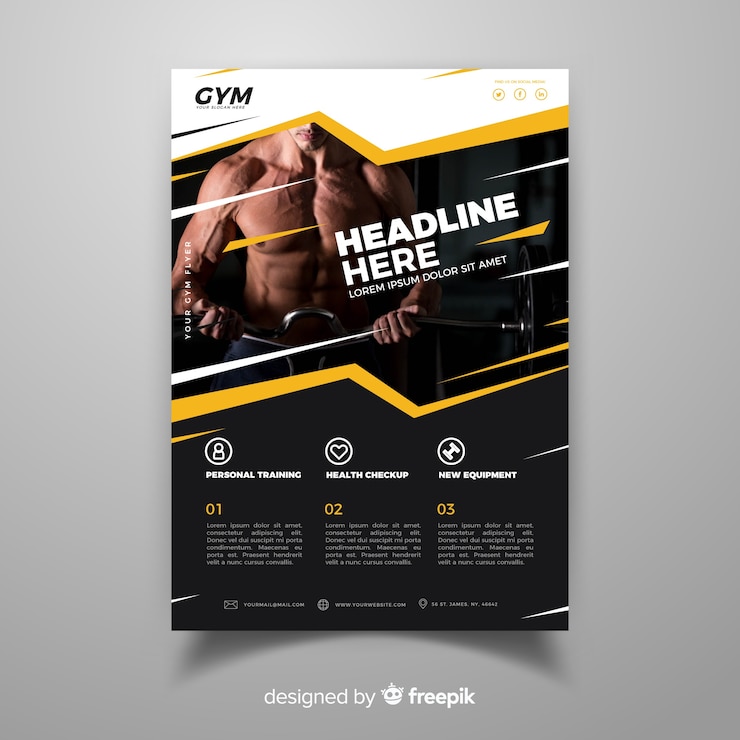 Vecteur gratuit modèle de flyer de gym