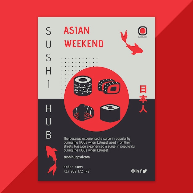 Vecteur gratuit modèle de flyer de hub de sushi