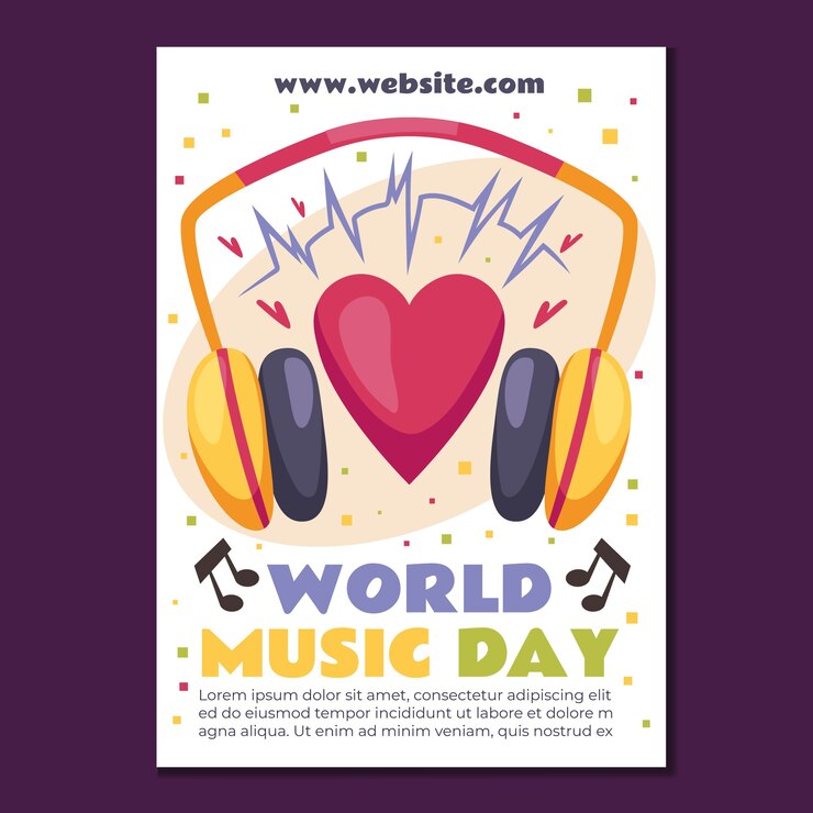 Vecteur gratuit modèle de flyer de la journée mondiale de la musique dessiné à la main