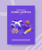 Vecteur gratuit modèle de flyer de logistique mondiale de transport