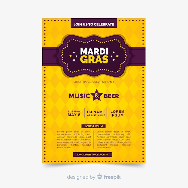 Modèle De Flyer Mardi Gras