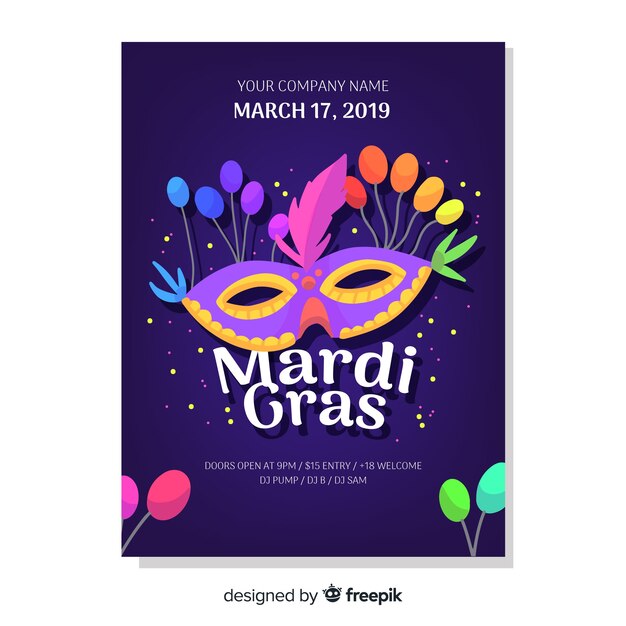 Modèle De Flyer Mardi Gras