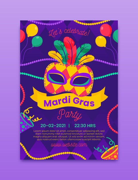 Modèle De Flyer De Mardi Gras