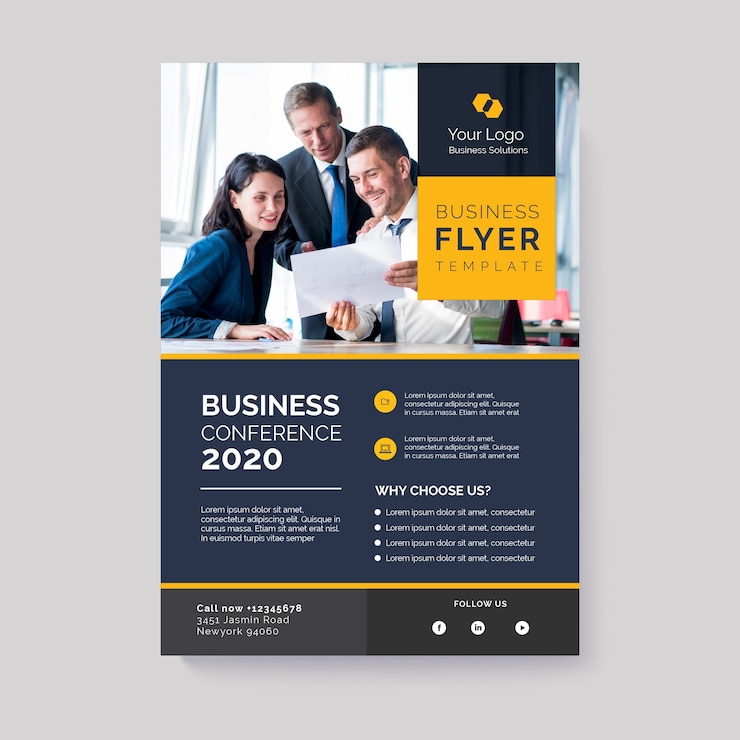 Vecteur gratuit modèle de flyer métier avec image